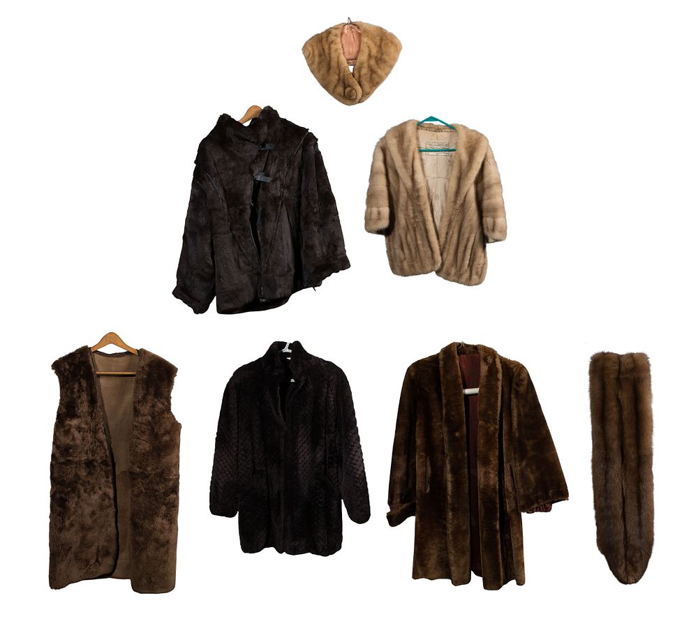 Fur Collection 
(7) total items of various styles, colors and sizes including jackets, stoles 