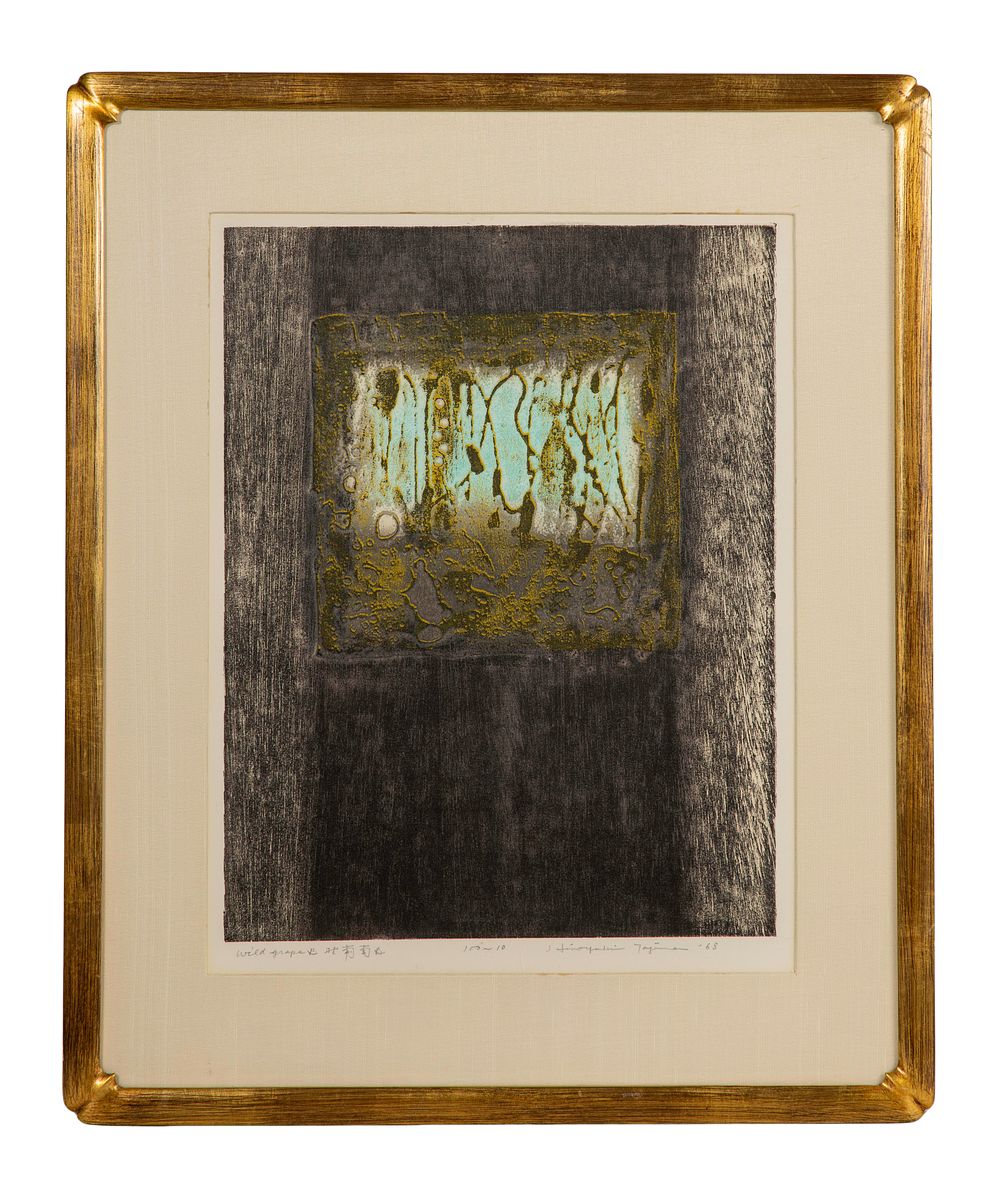 Lot 261: Hiroyuki Tajama (Japanese, 1911-1984) 'Wild Grape B' Woodblock Print