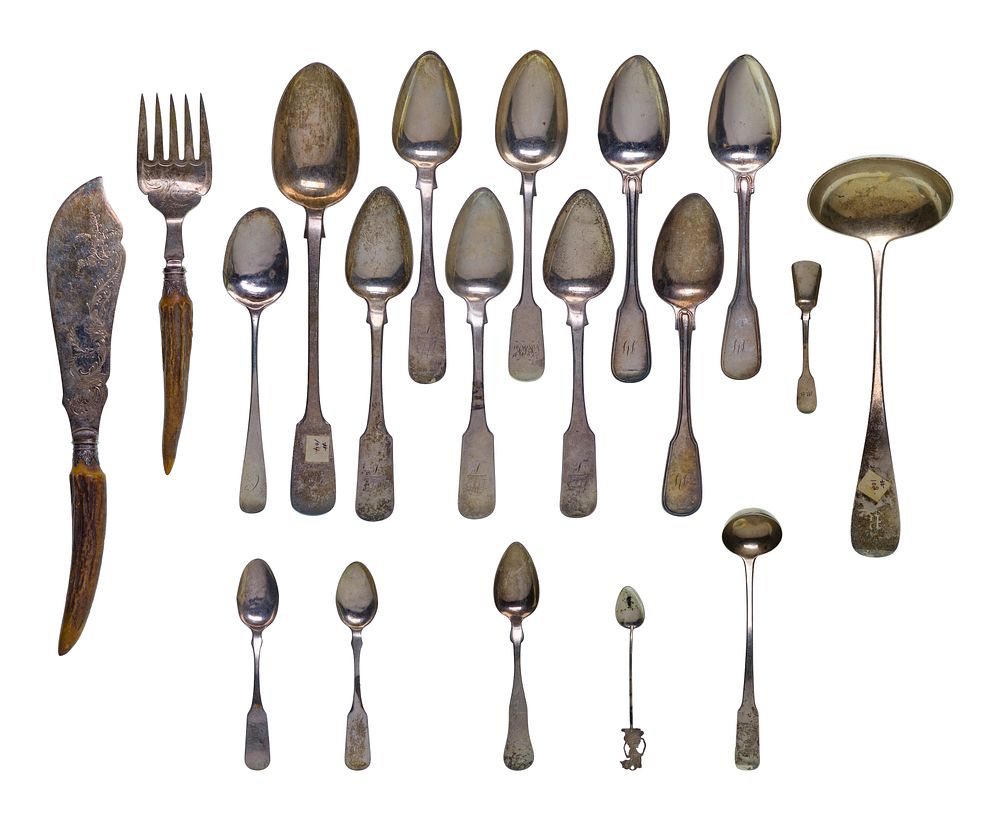 Lot 269: English Sterling, Coin and European Silver Flatware Assortment
