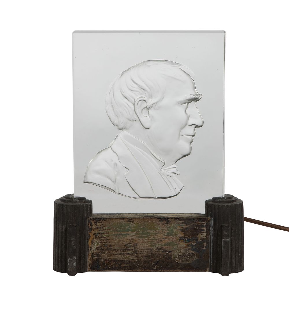 Lot 283: Frederick Carder for Steuben Thomas Edison Luminar Plaque