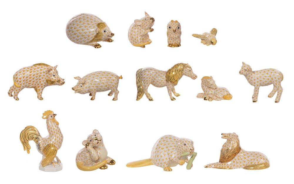 Lot 292: Herend Porcelain Animal Figurines