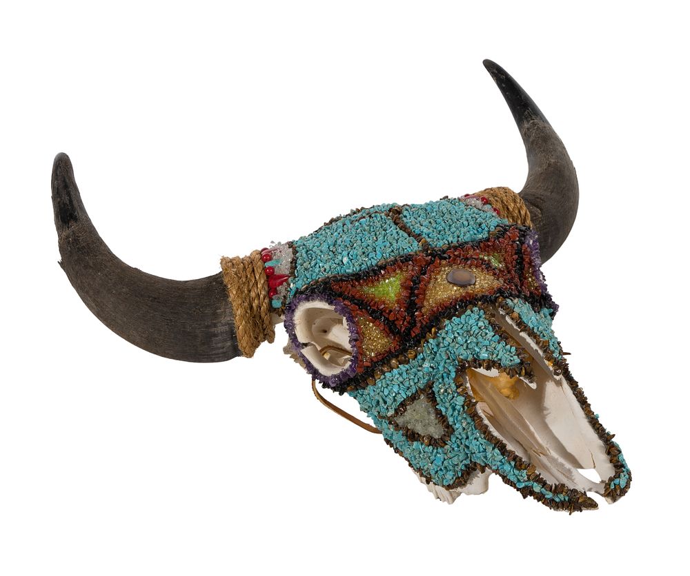 Lot 298: Jana Waller Bair (American, 20th Century) Decorated Cow Skull