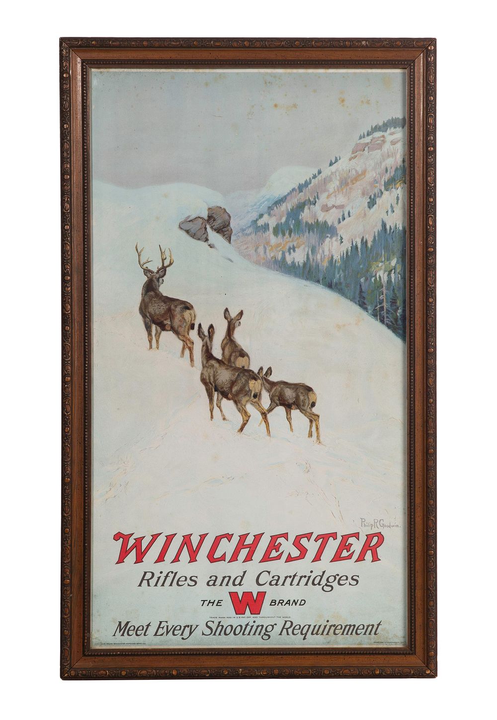 Lot 315: 1912 Winchester Rifles and Cartridges Chromolithograph Sign