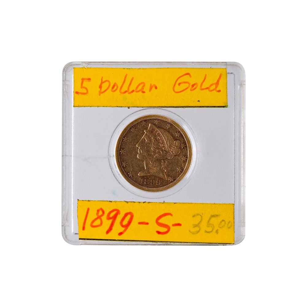 Lot 330: 1899-S $5 Gold VF