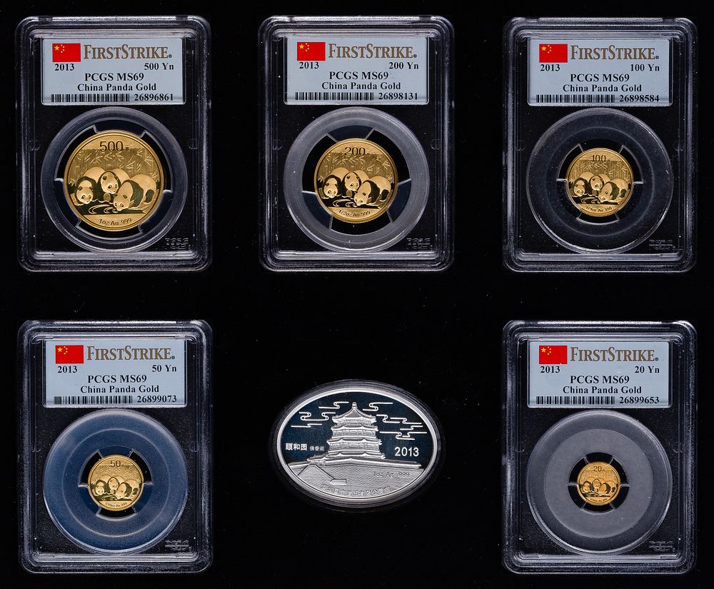 Lot 354: China: 2013 Prestige Panda Gold First Strike Set MS-69 PCGS