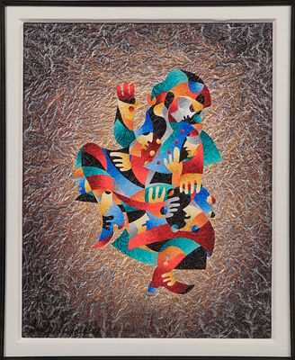 Anatole Krasnoyarsky - Anatole Krasnoyarsky (Ukrainian, 1930-2023) 'Dancing Jesters' Mixed Media 