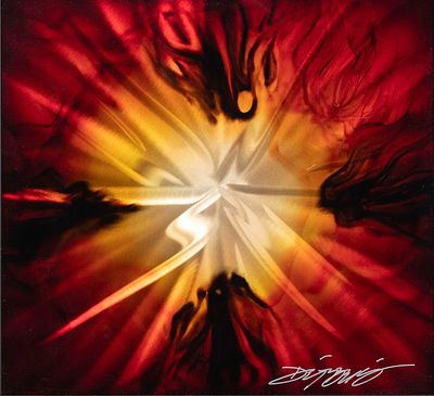 Chris Derubeis - Chris Derubeis (American, b.1987) 'Mini Red Burst' Mixed Media on Aluminum 