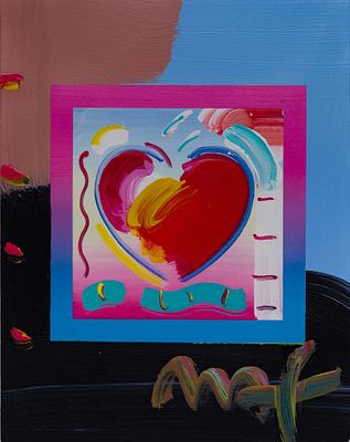 Peter Max - Peter Max (American, b.1937) 'Heart on Blends' Mixed Media on Paper 2006, signed 