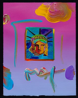 Peter Max - Peter Max (American, b.1937) 'Liberty Head' Mixed Media on Paper 2005, signed, acrylic 