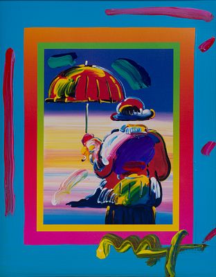Peter Max - Peter Max (American, b.1937) 'Umbrella Man on Blend' Mixed Media on Paper 2006, signed 