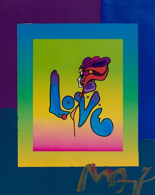 Peter Max - Peter Max (American, b.1937) 'Love on Blends' Mixed Media on Paper 2006, signed 