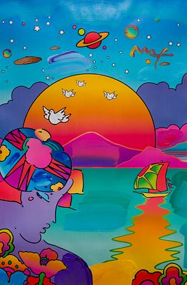 Peter Max - Peter Max (American, b.1937) 'New Horizon' Mixed Media on Paper 2000, signed, acrylic 