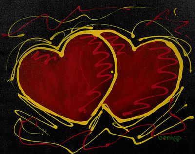 Michael Godard - Michael Godard (American, b.1958) 'Heart of Hopes on Black' Acrylic on Canvas 