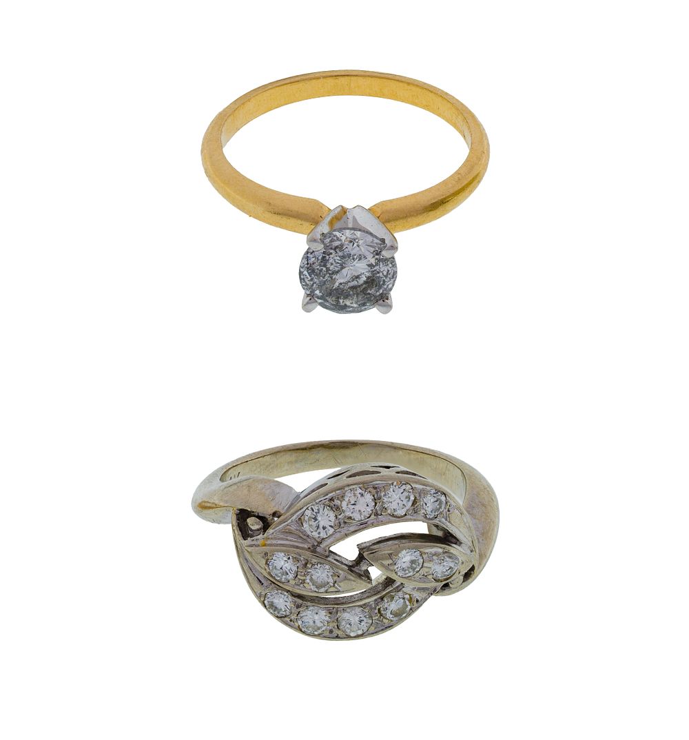 Lot 252: 14k Gold and Diamond Rings
