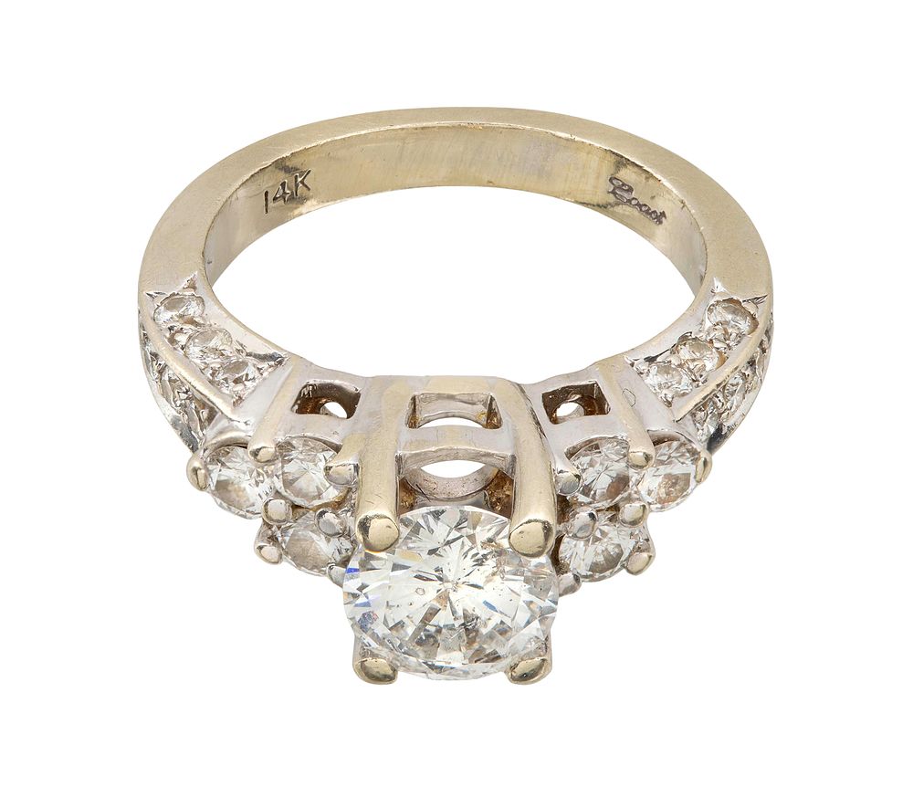 Lot 273: 14k White Gold and Diamond Ring