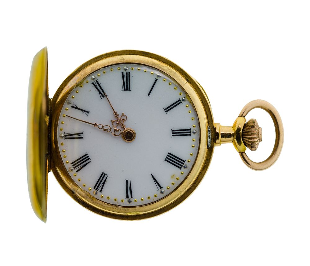 Lot 281: French 18k Yellow Gold Hunter Case Pocket Watch