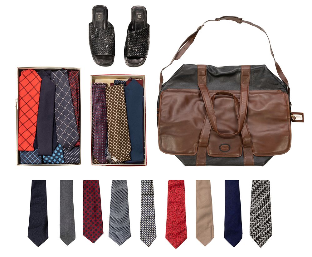 Fashion Assortment 
Including a Bally two-tone leather duffel / weekender bag in brown and 