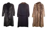 Fur Coat Assortment 
(3) items including a blue wool with nutria collar, a black mink and a Image - 1