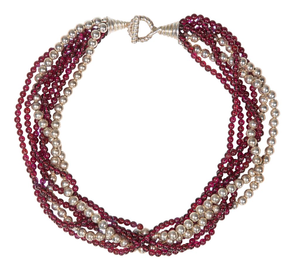 Lot 290: Tiffany & Co. Garnet and Sterling Silver Necklace