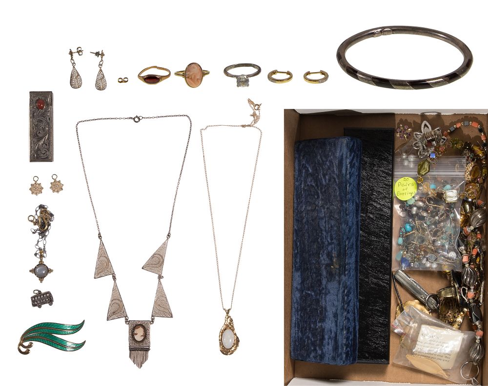 Lot 295: Gold, Silver and Costume Jewelry and Wristwatch Assortment