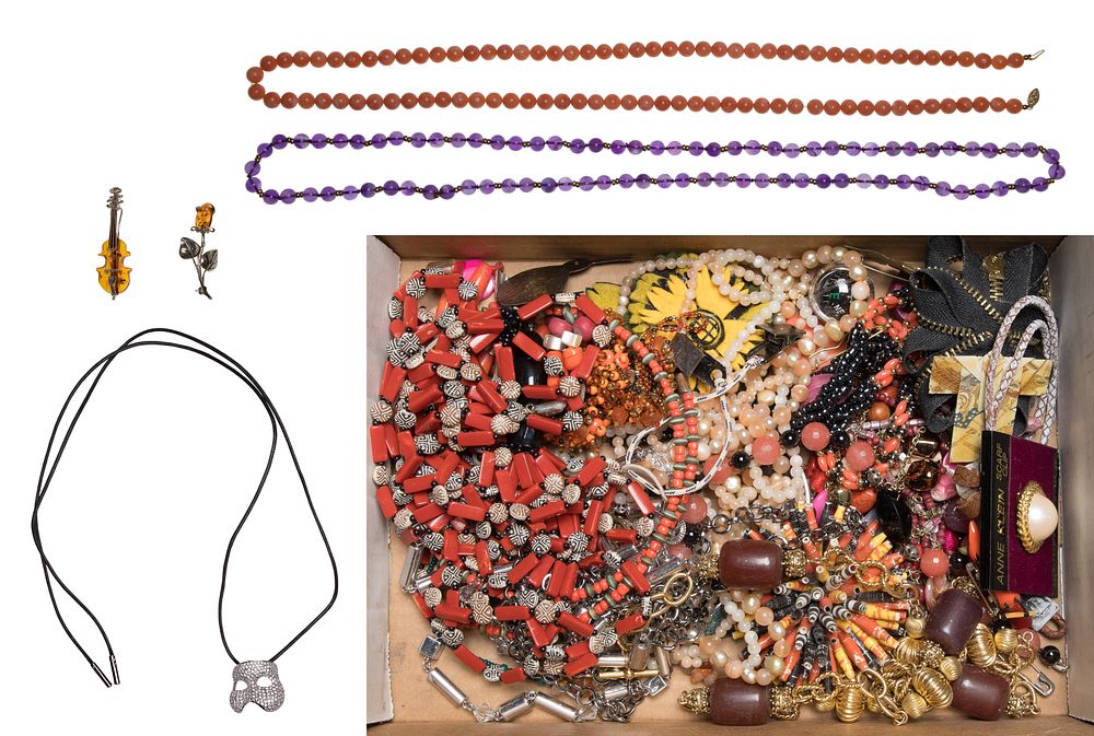 Lot 301: 14k Yellow Gold, Sterling Silver and Costume Jewelry Assortment
