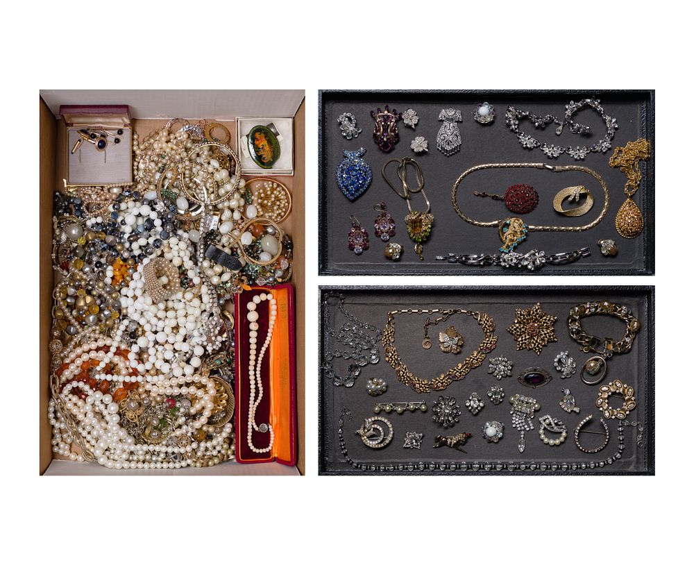 Lot 302: 14k Gold, Sterling Silver, Rhinestone and Costume Jewelry Assortment