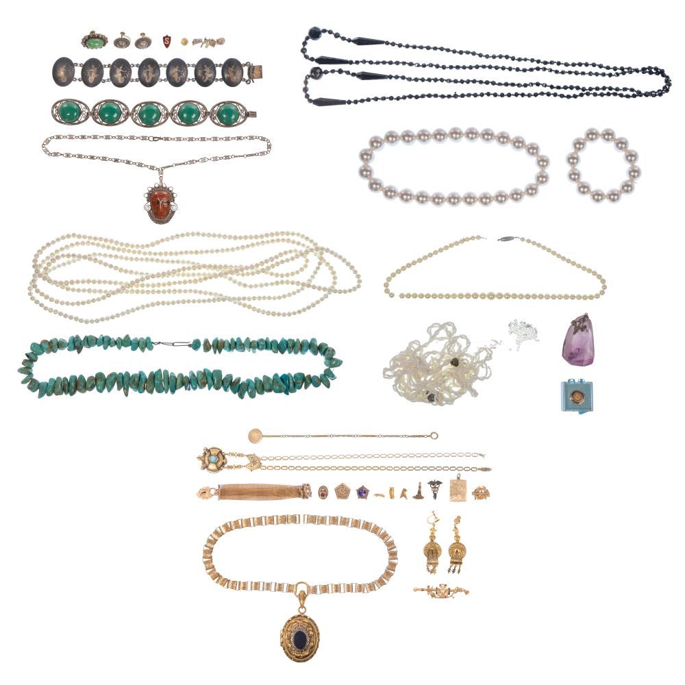 Lot 303: Gold, Sterling Silver, Victorian Gold Filled and Costume Jewelry Assortment