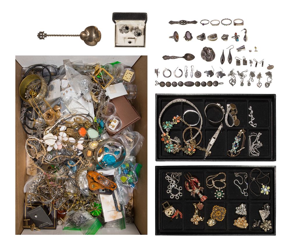 Lot 307: Silver, Rhinestone and Costume Jewelry Assortment