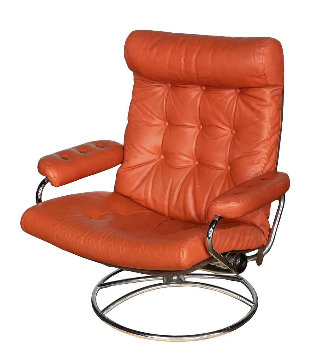Lot 313: Scandinavian Mid-Century Leather Armchair Attributed to Ekornes