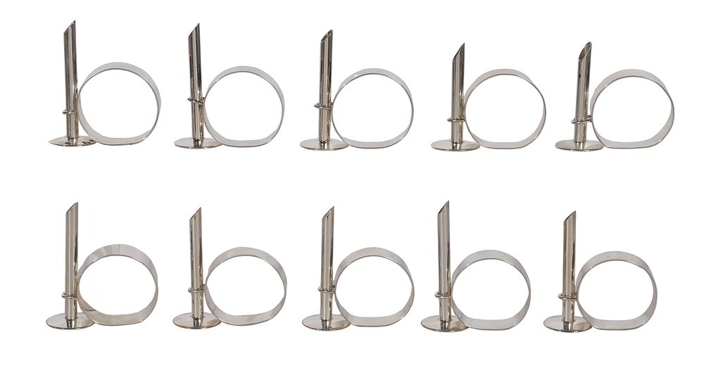 Lot 340: Barbara Begley Sterling Silver Bud Vase Napkin Ring Collection