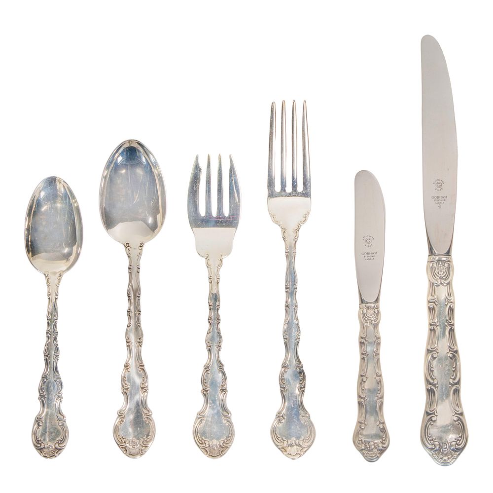Lot 343: Gorham Strasbourg Sterling Silver Flatware Service