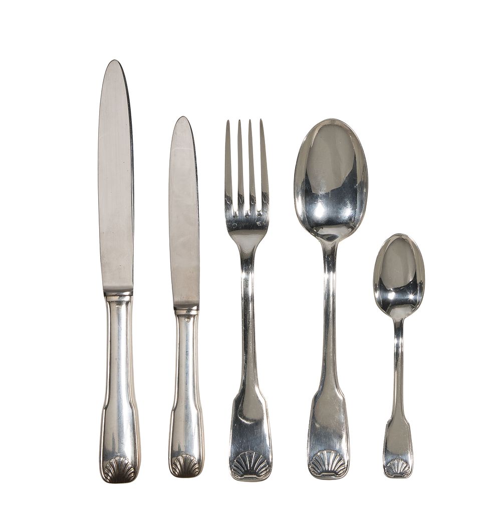 Lot 344: Louis XIV Silverplate Flatware Service