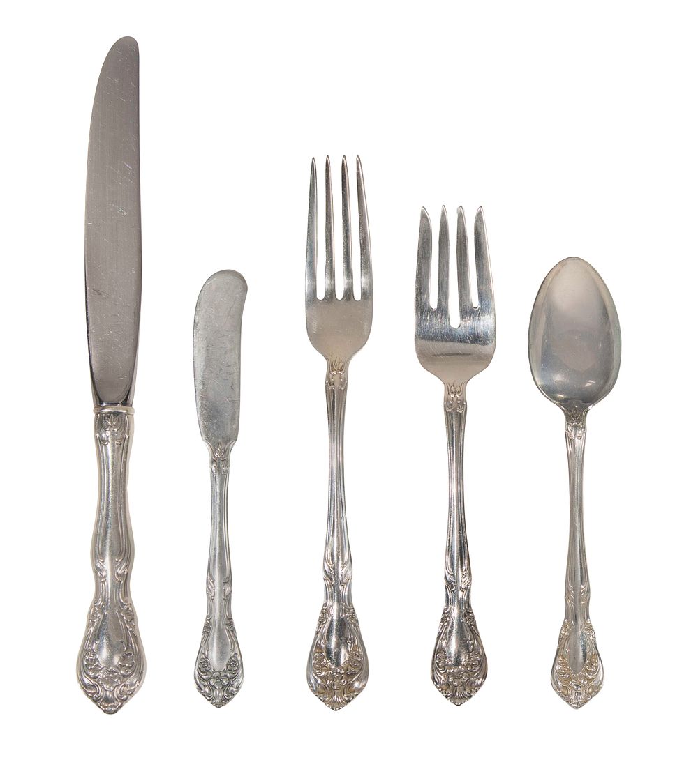 Lot 345: Alvin Chateau Rose Sterling Silver Flatware Service