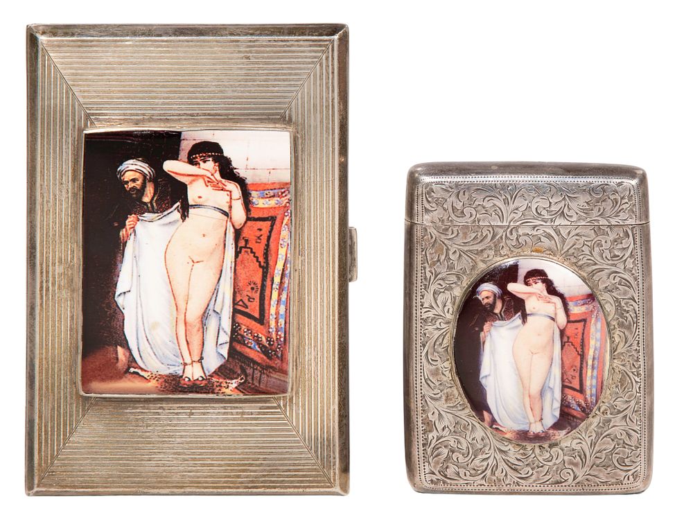 Lot 346: English Sterling Silver and Enamel Cigarette Cases