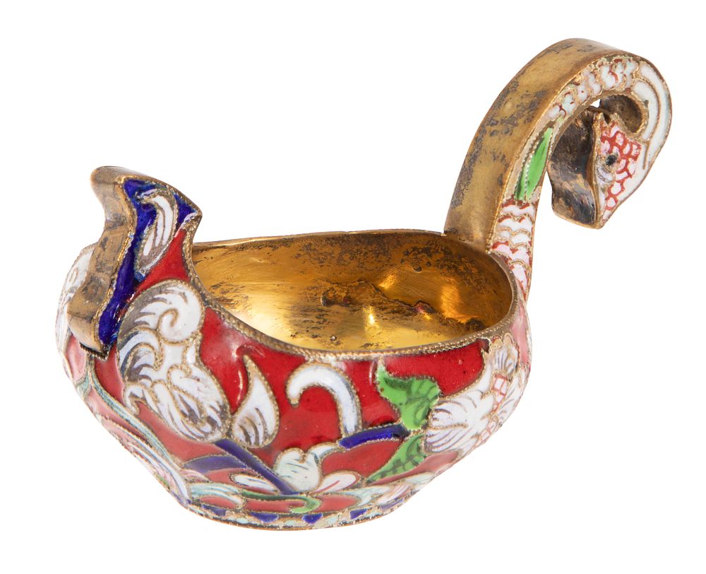 Lot 348: Russian Silver and Enamel Kovsh
