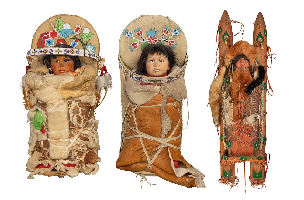 Lot 381: Native American Cradleboard and Doll Assortment