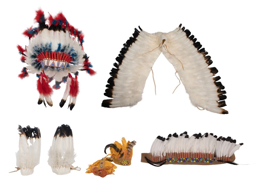 Lot 388: Native American Feathered Regalia Assortment
