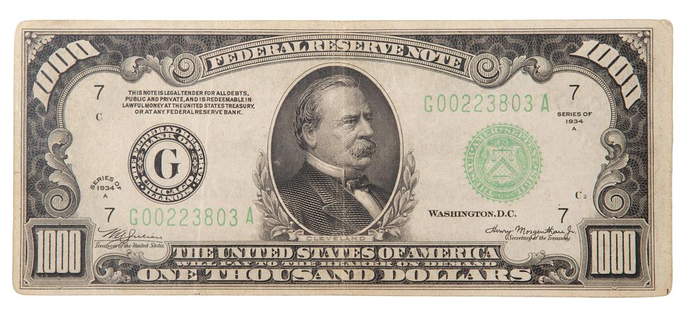 Lot 429: 1934-A $1000 Federal Reserve Note