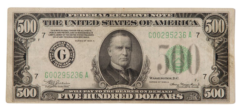 Lot 430: 1934-A $500 Federal Reserve Note