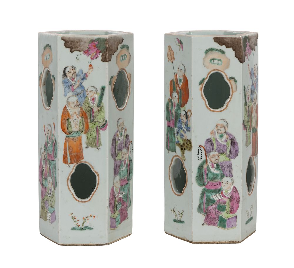 Lot 449: Chinese Porcelain Hat Stands