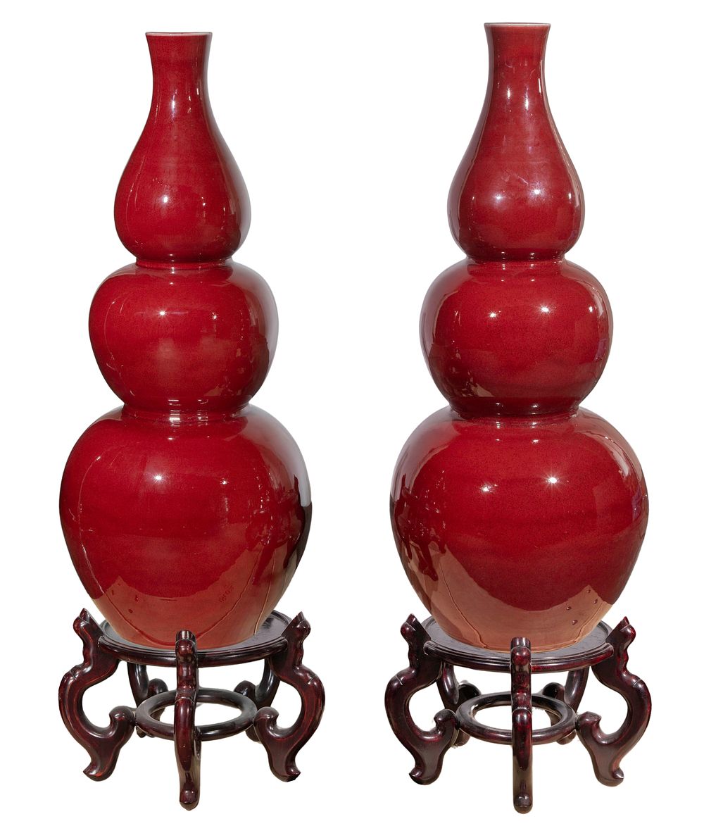 Lot 253: Chinese Sang de Boeuf Porcelain Floor Vases