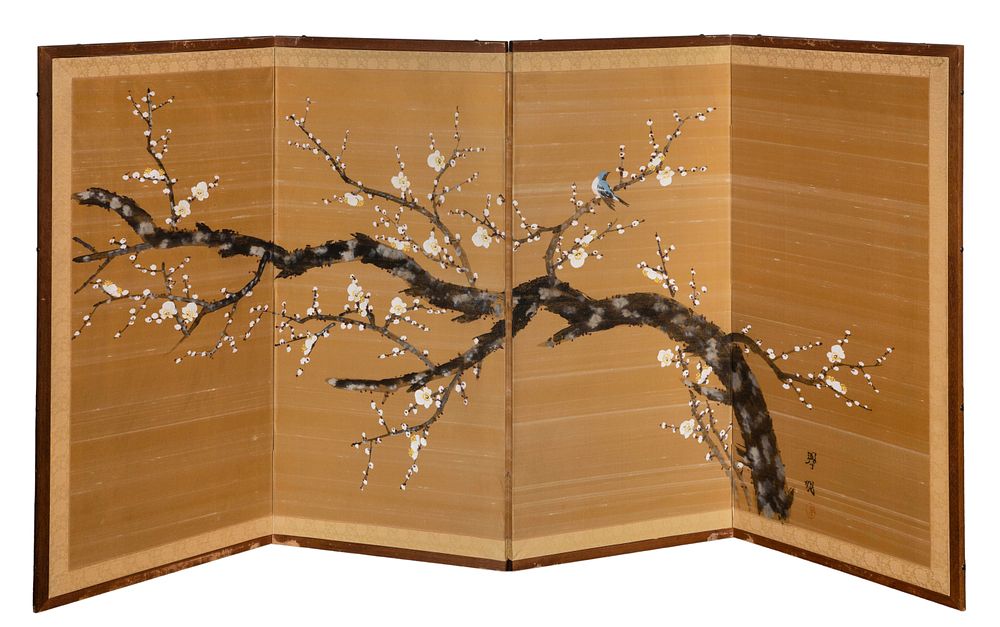 Lot 254: Japanese Silk Wall Screen