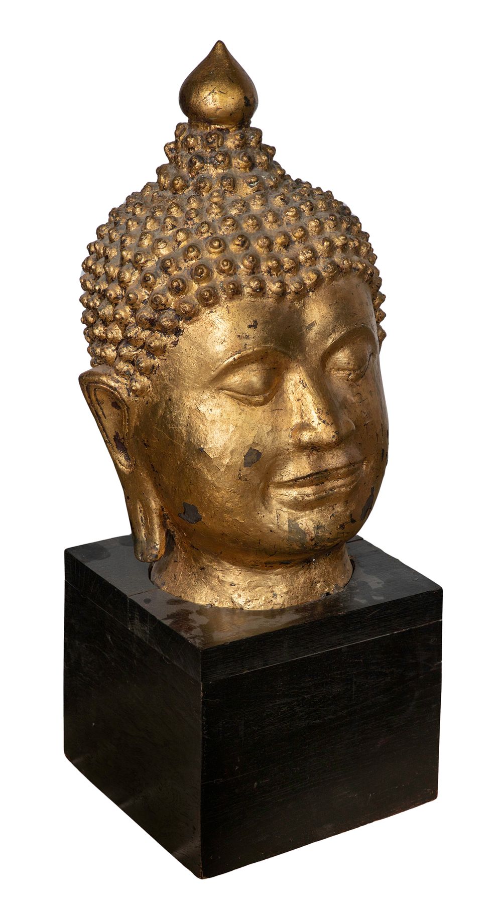 Lot 255: Thai Lacquered Metal Buddha Head Statue