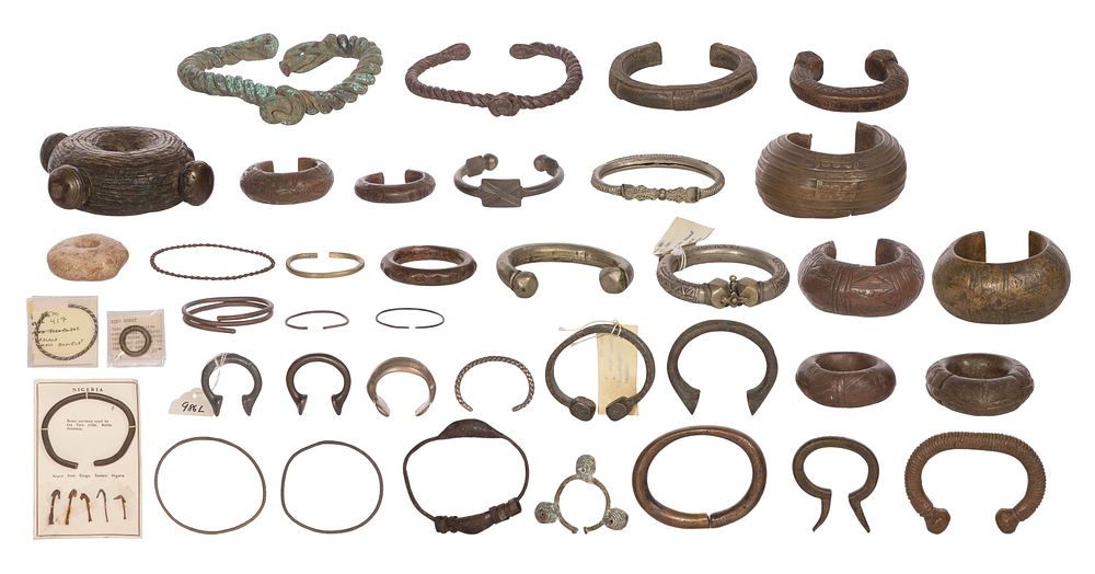 Lot 267: African Currency Bracelet and Object Assortment