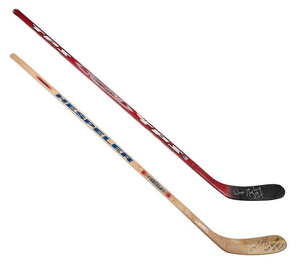 Lot 295: Wayne Gretzky Signed Hockey Sticks, Beckett COA