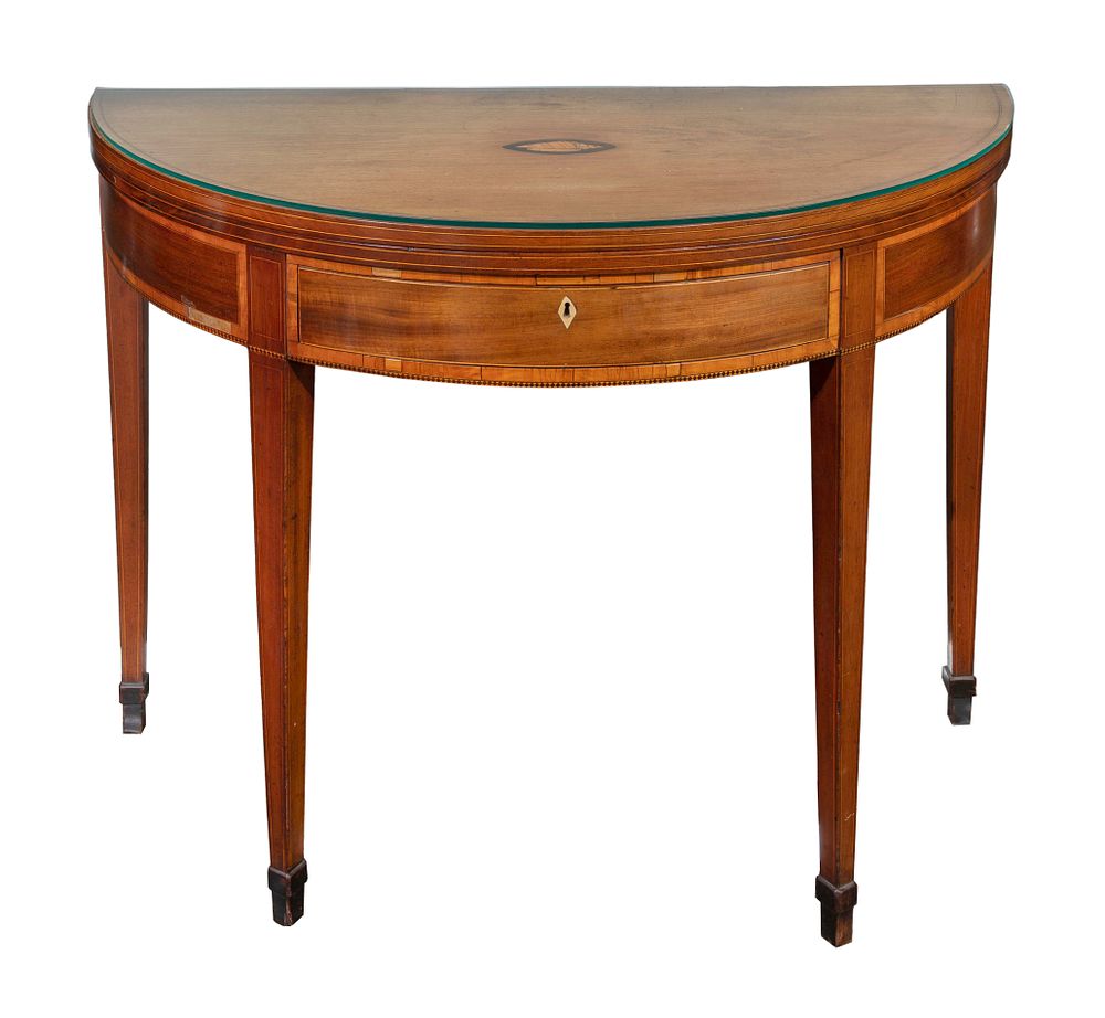 Lot 308: Mahogany Demilune Gate Leg Card Table