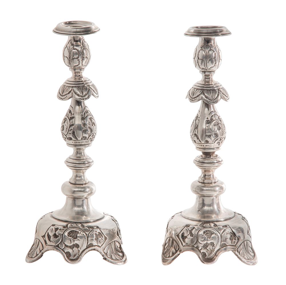 Lot 329: Russian Silver (84) Candlesticks