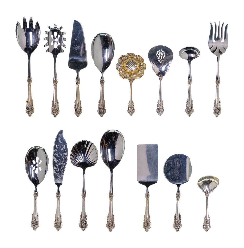 Lot 336: Wallace Grand Baroque Sterling Silver Serving Utensil Assortment