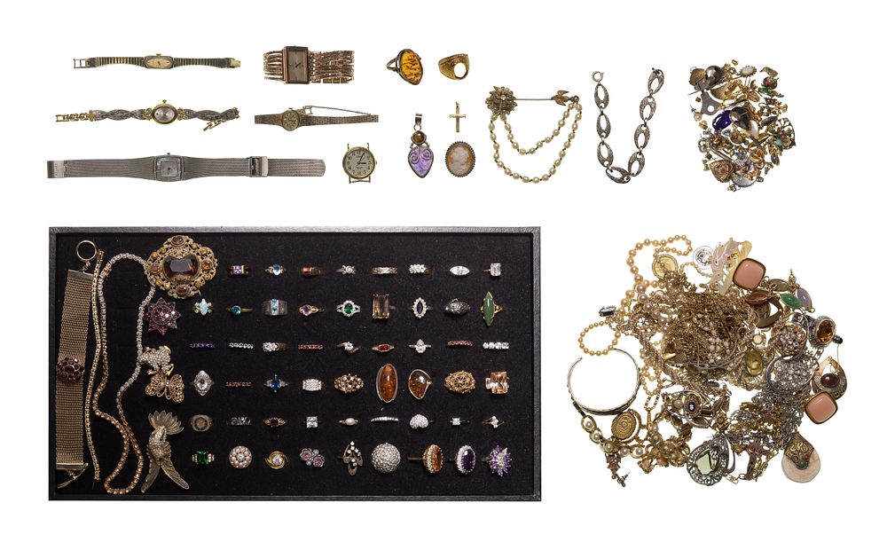 Lot 499: Gold, Silver and Costume Jewelry Assortment