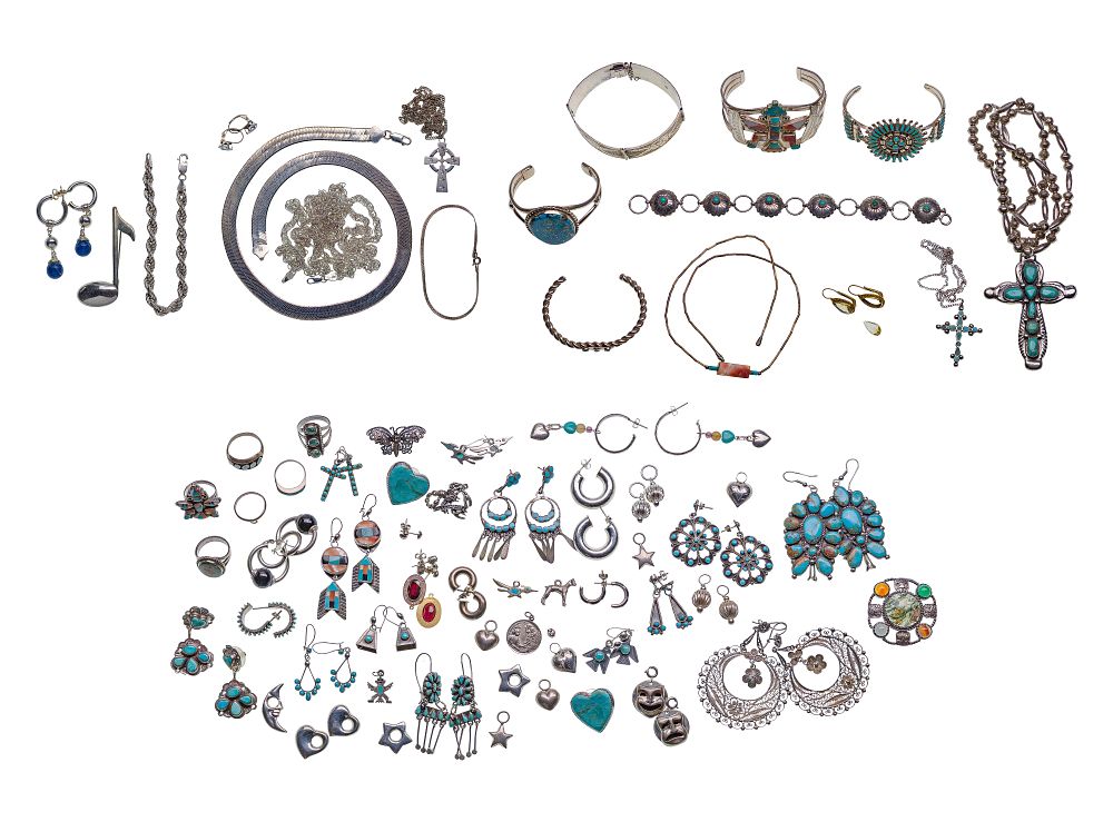 Lot 501: Sterling and European (830 / 800) Silver Jewelry Assortment